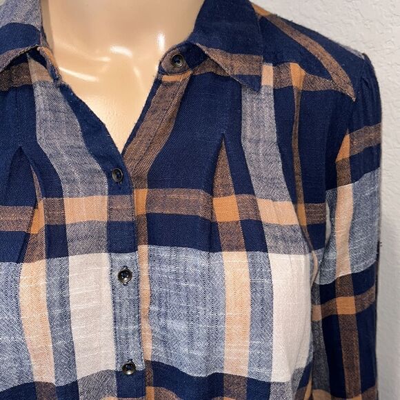 Free People plaid ruffled back boho blouse - Picture 4 of 7